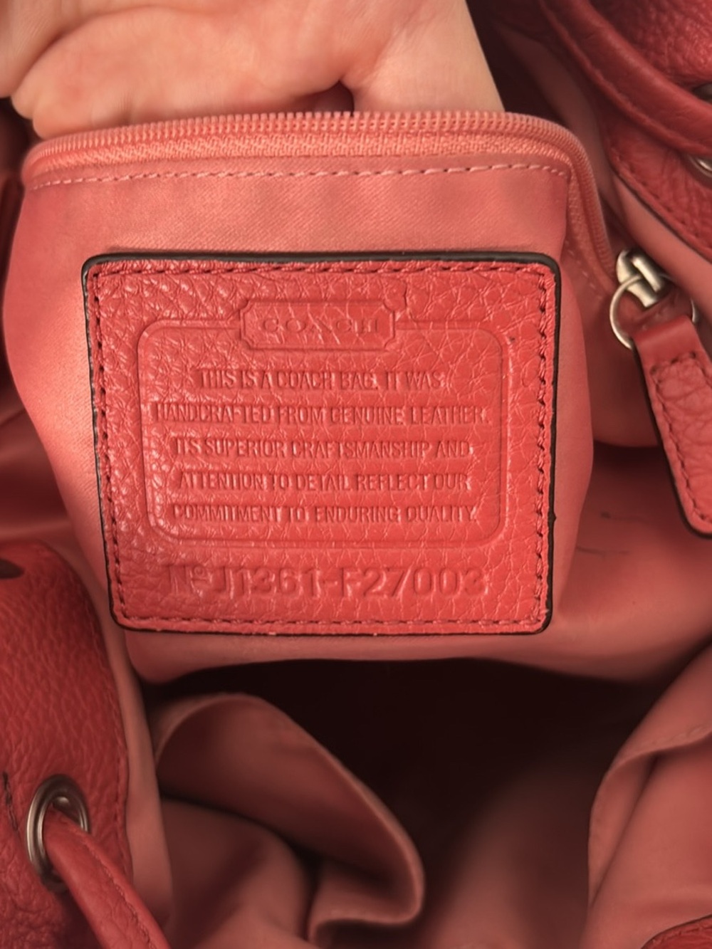 Coach Red Pebbled Leather Drawstring Shoulder Bag - Picture 8 of 8